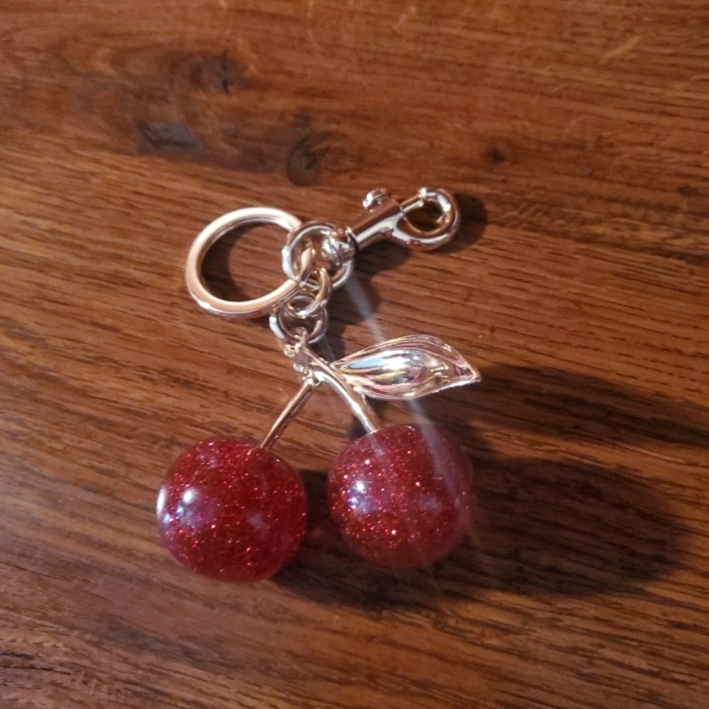 Red Glitter Cherry Keychain Charm - Women's Jewelry